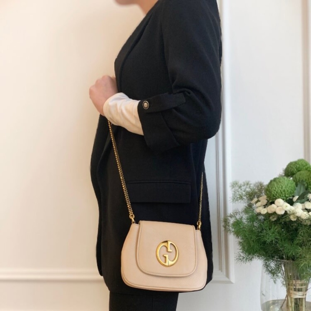 Gucci 1973 Leather Crossbody Beige